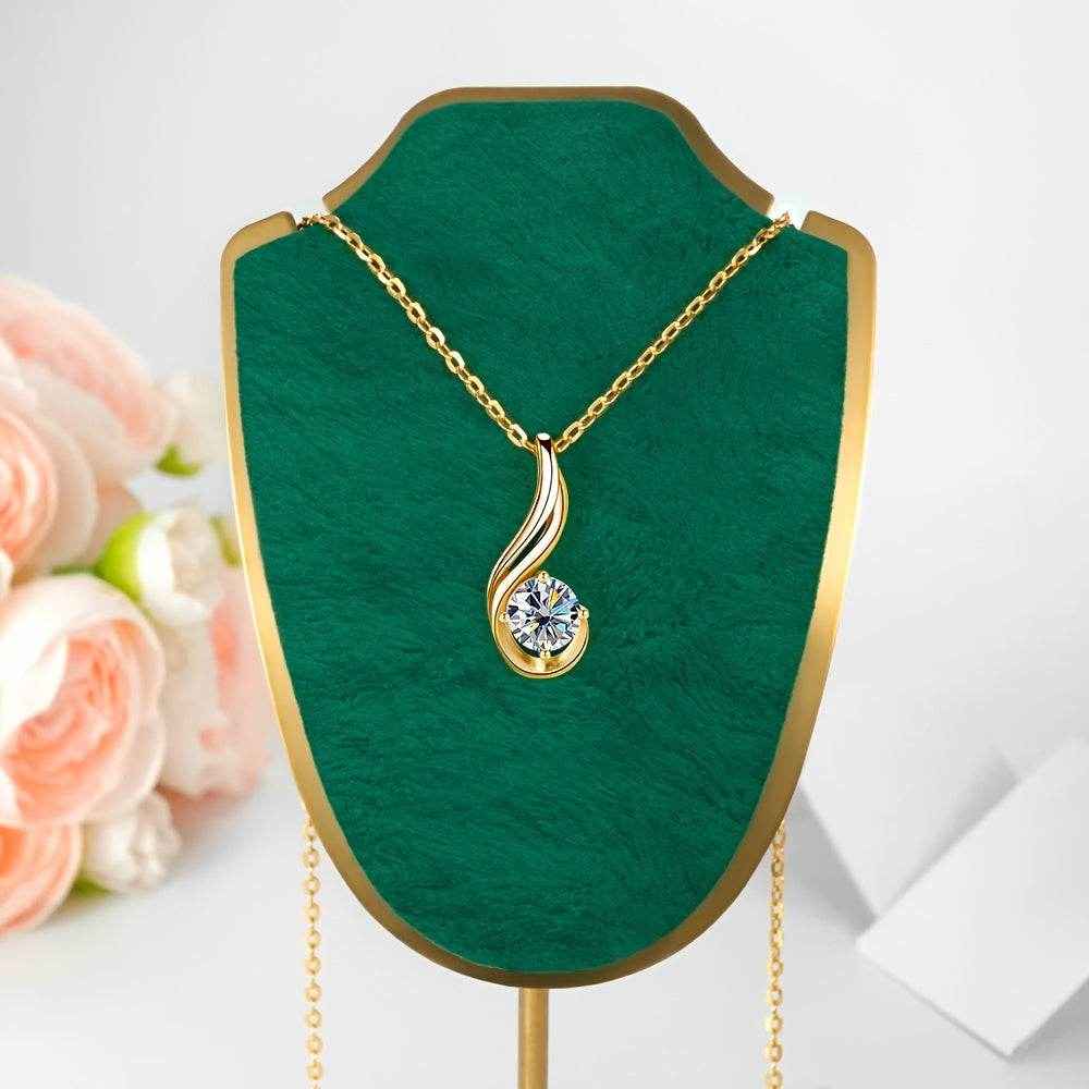 1pc Fine Craftsmanship Electroplated 18k Golden Plated S925 Silver Material Silver Weight: 3.8g Main Stone: 1 Carat Moissanite Pendant Necklace with Gift Box Men's and Women's Fashion Jewelry Suitable for Couples Dating, Fami