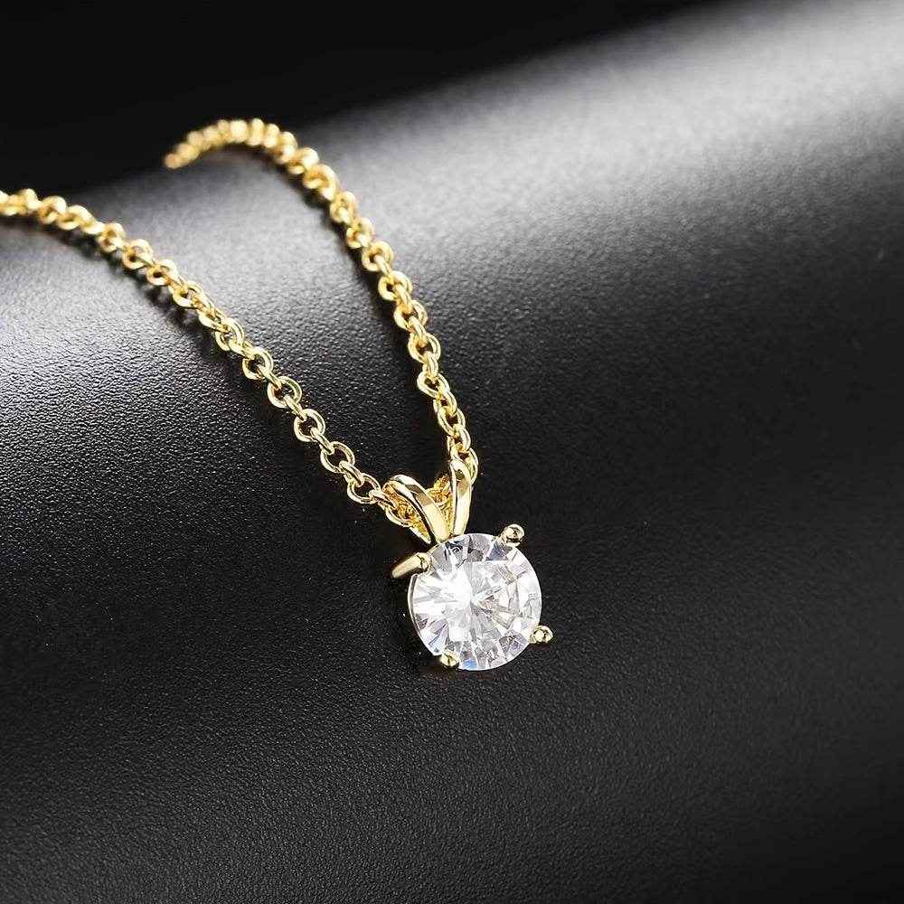 1-2CT Moissanite Luxury Pendant Necklace, 925 Sterling Silver Classic 4 Claw for Women, Wedding Engagement Gift