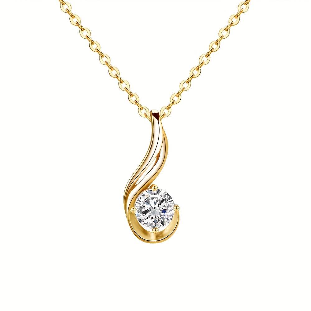 1pc Fine Craftsmanship Electroplated 18k Golden Plated S925 Silver Material Silver Weight: 3.8g Main Stone: 1 Carat Moissanite Pendant Necklace with Gift Box Men's and Women's Fashion Jewelry Suitable for Couples Dating, Fami - Jewelrieshub - - jewelrieshub.com - Jewelrieshub -