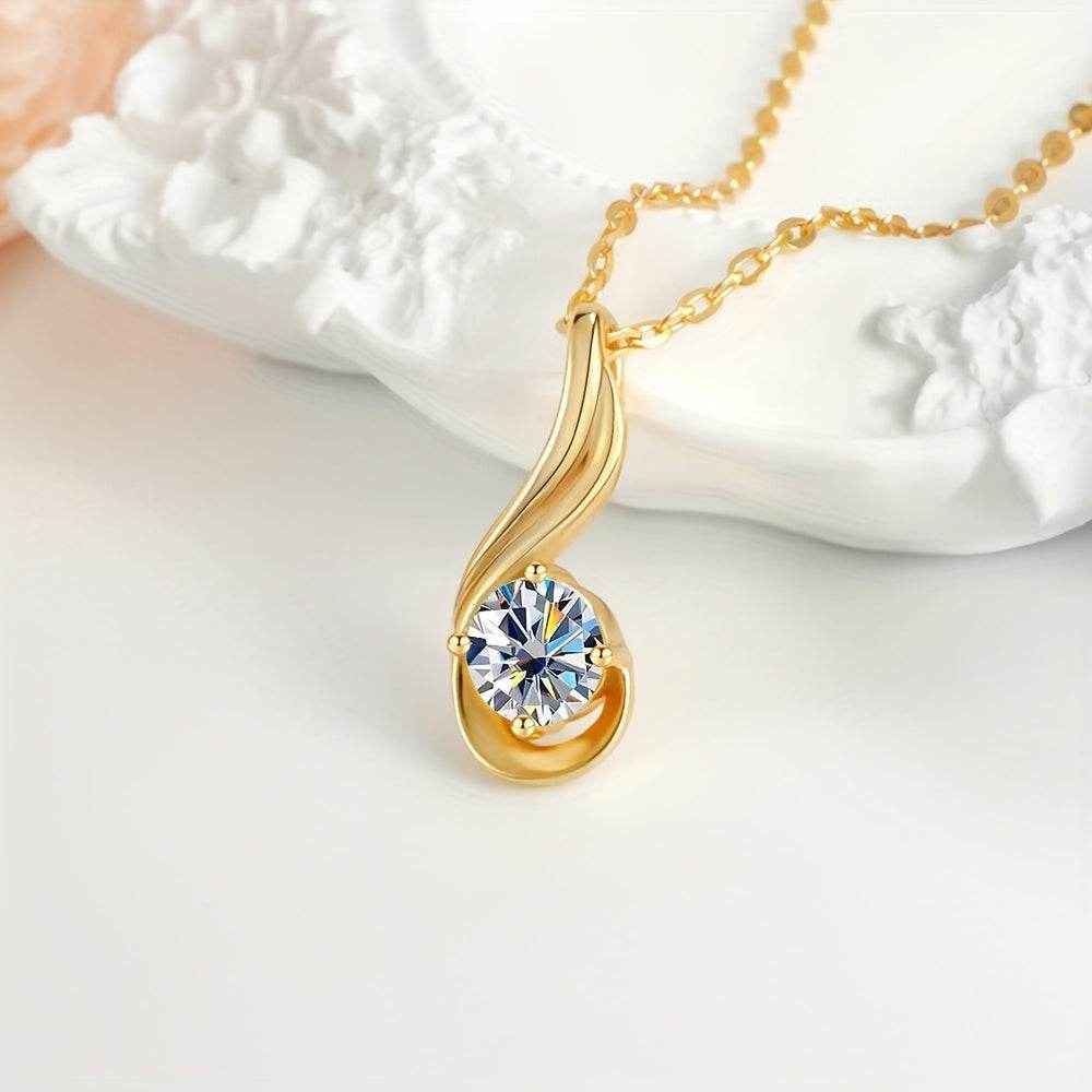 1pc Fine Craftsmanship Electroplated 18k Golden Plated S925 Silver Material Silver Weight: 3.8g Main Stone: 1 Carat Moissanite Pendant Necklace with Gift Box Men's and Women's Fashion Jewelry Suitable for Couples Dating, Fami