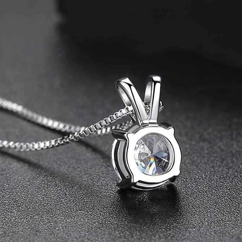 1-2CT Moissanite Luxury Pendant Necklace, 925 Sterling Silver Classic 4 Claw for Women, Wedding Engagement Gift