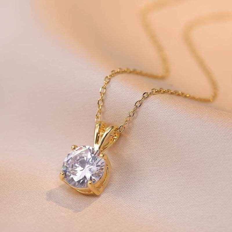 1-2CT Moissanite Luxury Pendant Necklace, 925 Sterling Silver Classic 4 Claw for Women, Wedding Engagement Gift