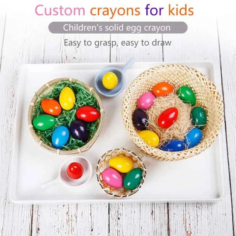 9 Color Solid Egg Shape Crayons Non Toxic Washable Painting Drawing Wax for Kids