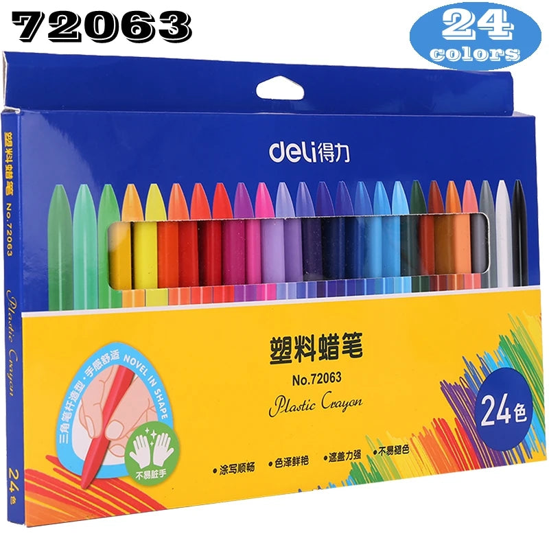 Deli 72061/72062 Plastic Crayon Wax Crayon Color Painting Sticks Color Crayon Color Pencil 12-18 Colors Children Student Caryon - Qoraheyhub