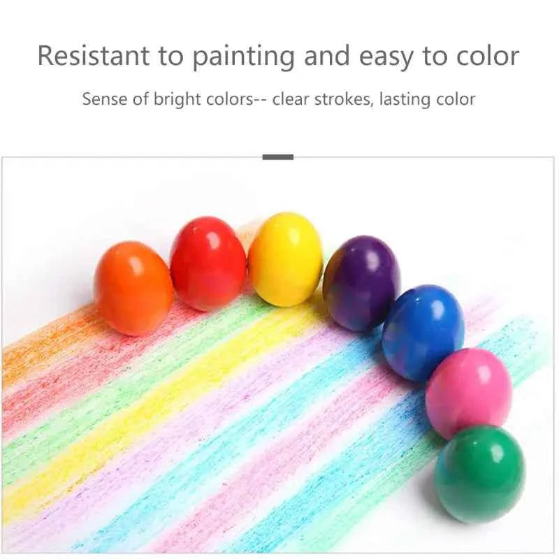9 Color Solid Egg Shape Crayons Non Toxic Washable Painting Drawing Wax for Kids