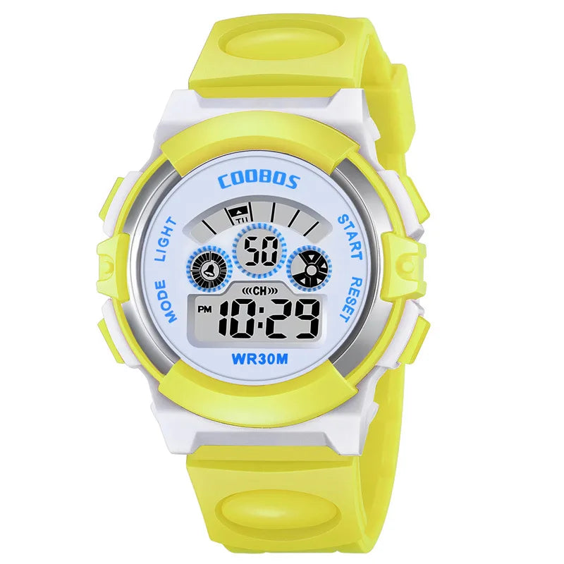 Military Sports Children Watch Colorful Back-light LED Digital Watch Luminous Waterproof Electronic Watch for kids Boys girls - Qoraheyhub