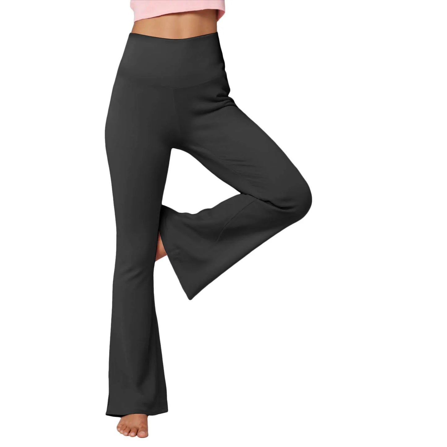 Flare Leggings For Women Low Rise Fold Over Flared Yoga Pants Slim Bootcut Leggings Ladies Comfy Workout Pants Pink Causal - Qoraheyhub