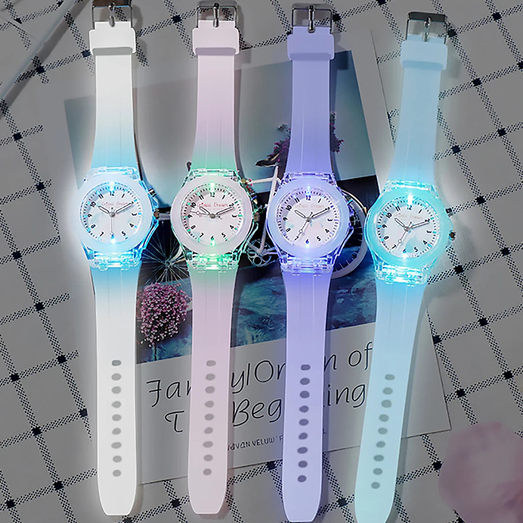 New Sport Kid Watches For Girls Boys Gift Personality Clock Easy Read Children Silicone Flash Quartz Wristwatches Reloj Infantil - Qoraheyhub