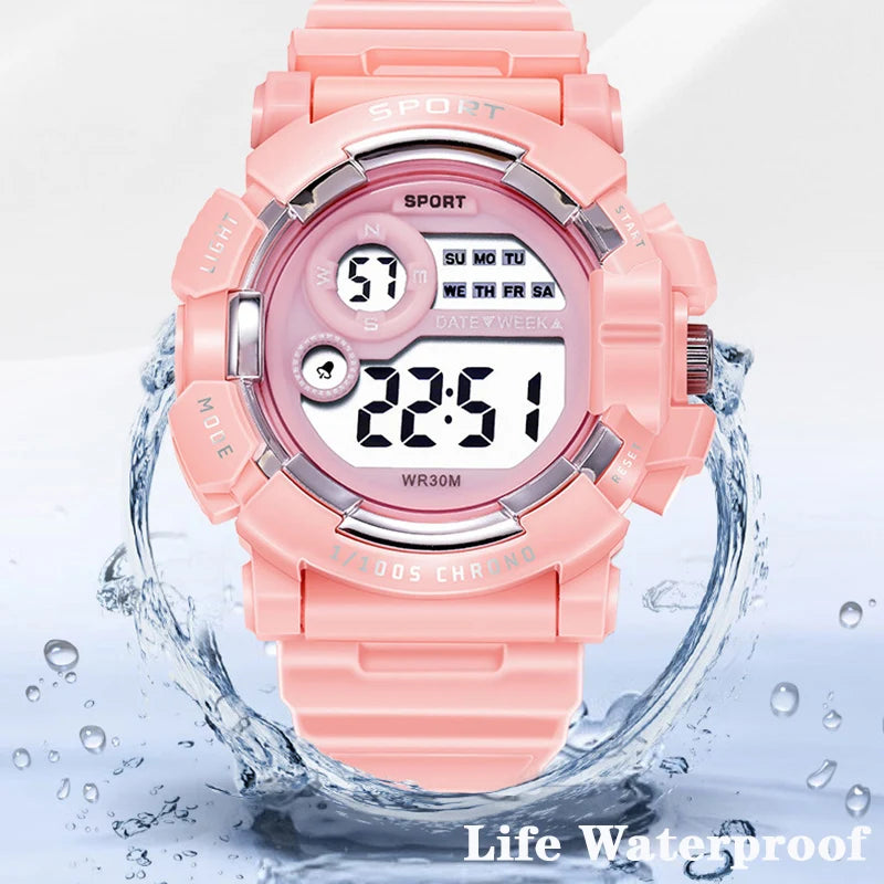 YIKAZE Kids Watches Fashion Luminous Waterproof Alarm Clock Watches Boys and Girls Student Smart Electronic Watch Gift - Qoraheyhub