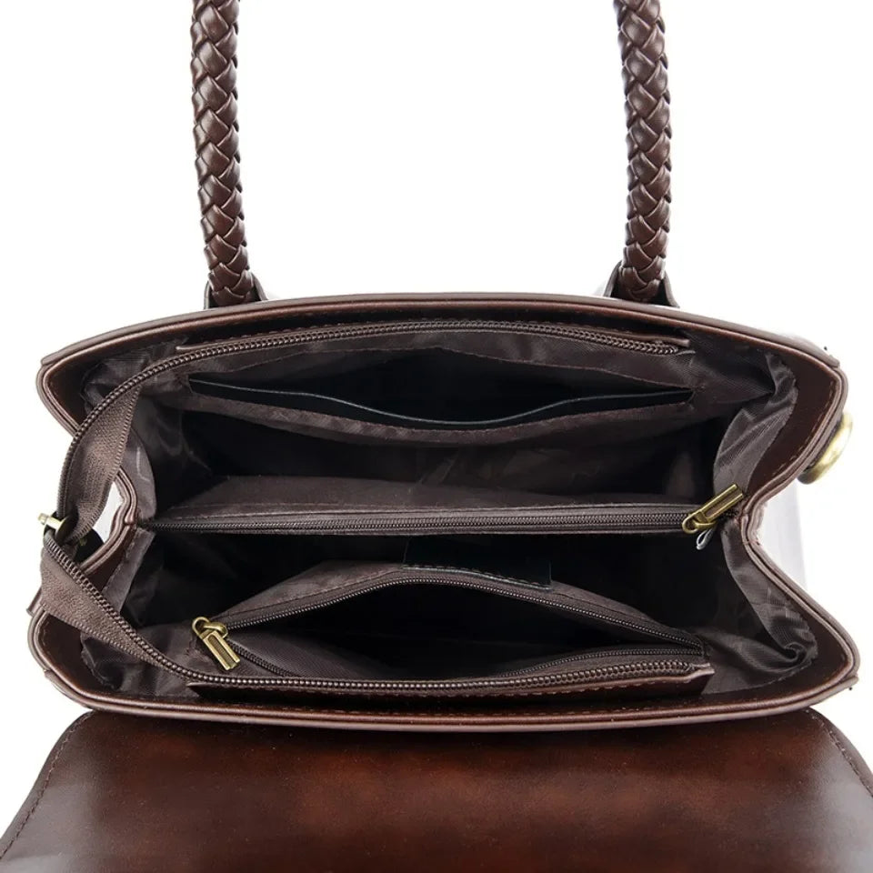 Retro High Quality Oil Leather Women Top-handle Shoulder Bags Vintage Casual Totes Latest Trendy Lock Designer Handbag Small