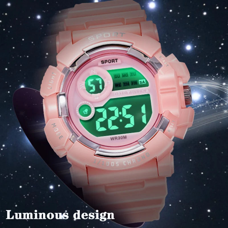 YIKAZE Kids Watches Fashion Luminous Waterproof Alarm Clock Watches Boys and Girls Student Smart Electronic Watch Gift - Qoraheyhub