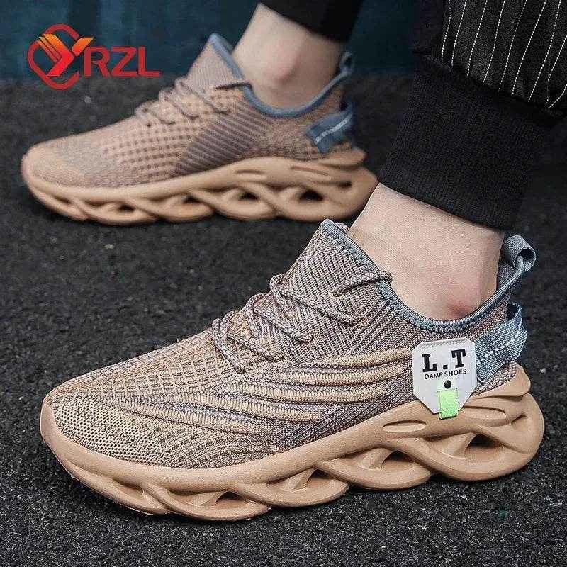 YRZL Men Sports Running Black Jogging Shoes Casual Sneakers Outdoor Breathable Mesh Women Light Shock-absorption Black Tennis