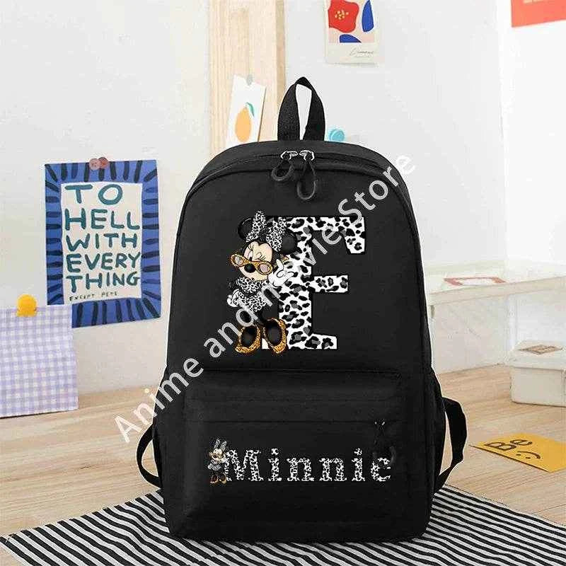 Minnie Mouse Disney Girls Boys Cartoon Backpack Anime Knapsack Breathable Student Schoolbag Wear Resistant Canvas Bag Kids Gifts