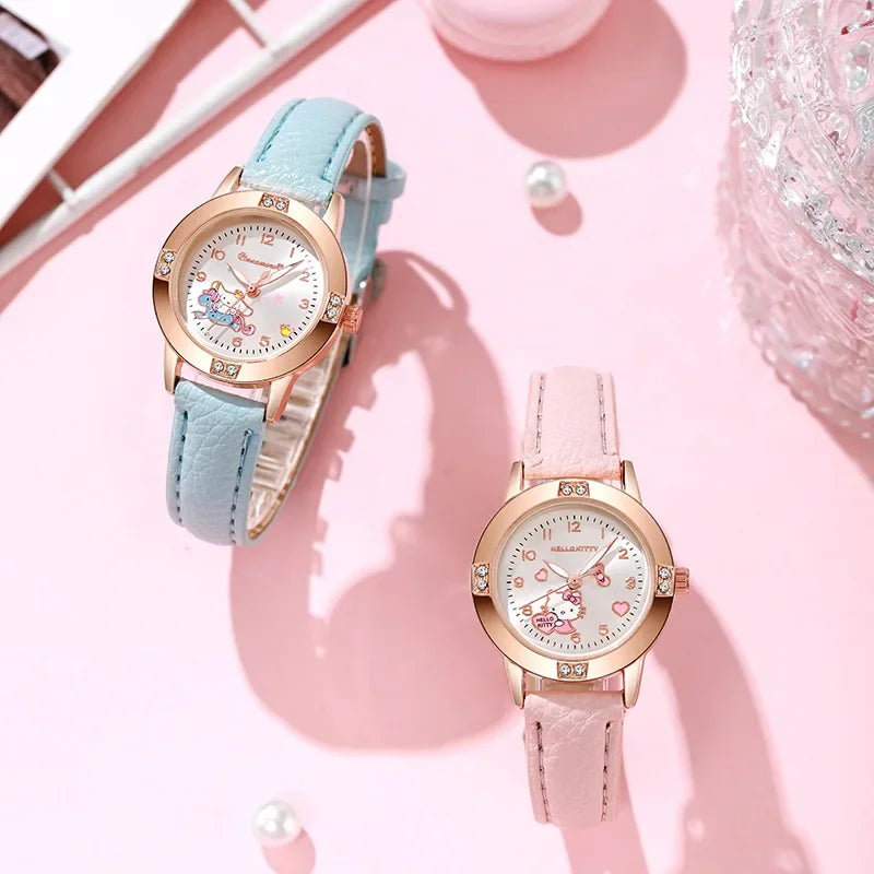 Sanrio Hello Kitty Watch Kawaii Kuromi Cinnamoroll Quartz Casual Fashion Melody WristWatch Women Kid Girl Children Gift - Qoraheyhub