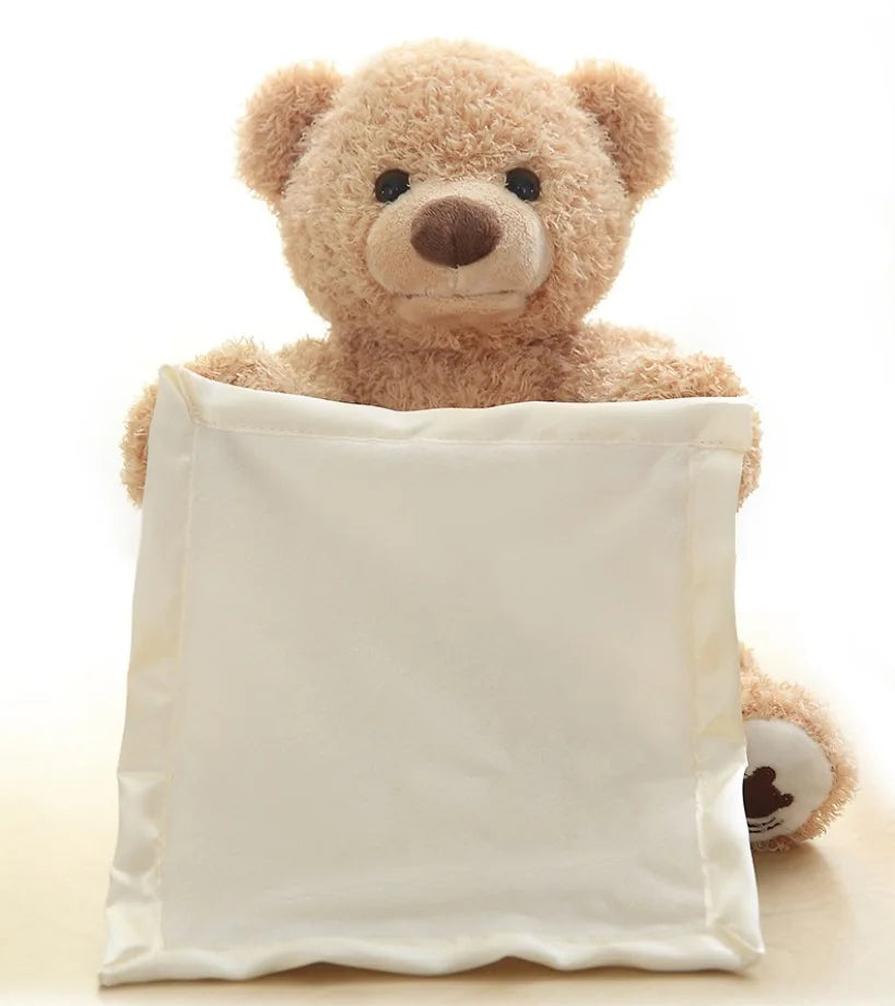 30 CM Cute Teddy Bear Hide and Seek Animated Stuffed Animal Talking Bear Shy Bear Best Birthday Gift for - Qoraheyhub