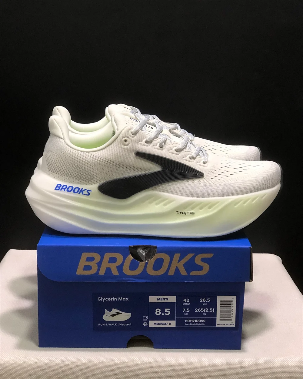 Original Brooks Men's Running Shoes Glycerin Max Anti-slip Wear-resistant and Shock-absorbing Casual Sneakers Women’s1104471D026