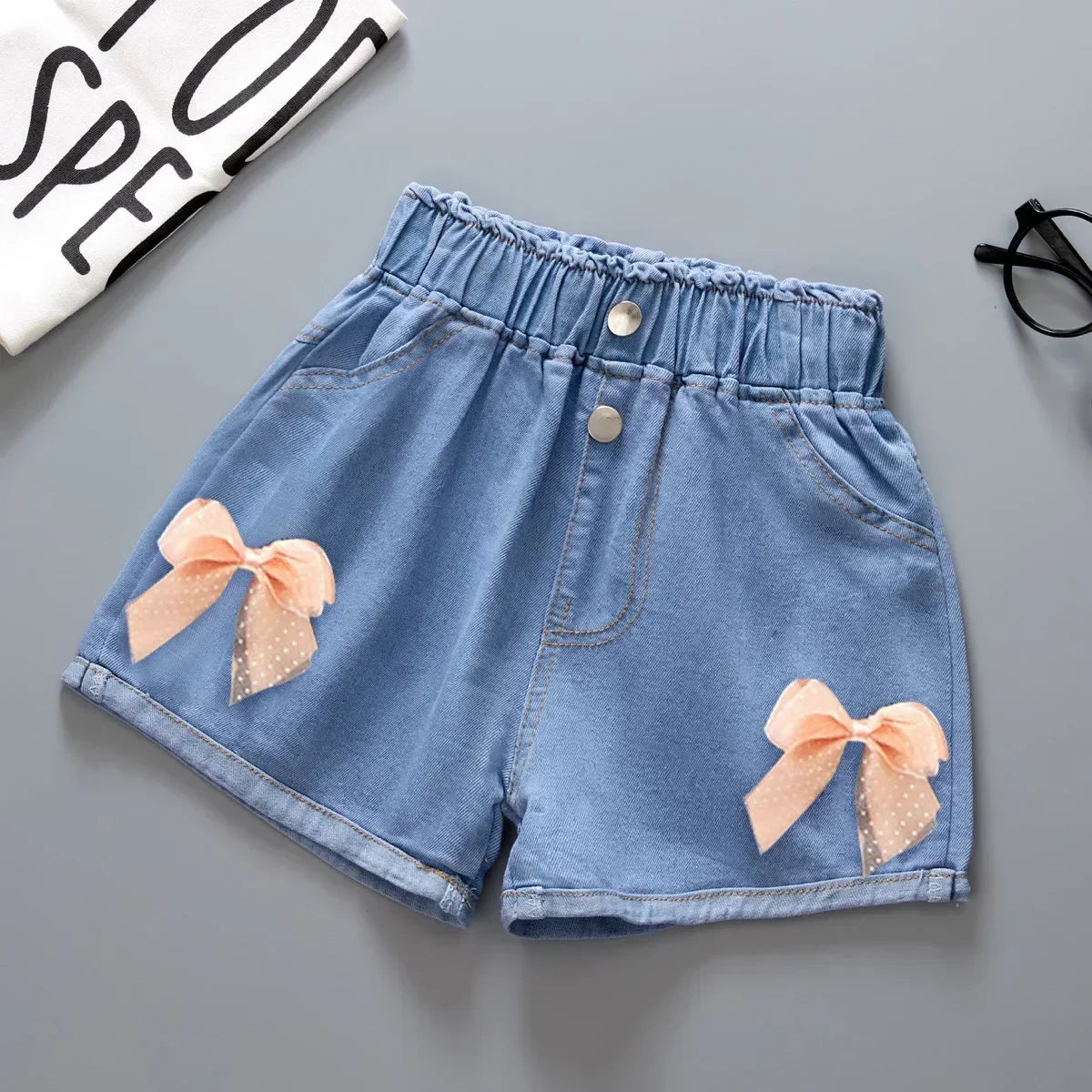 New Summer Kids Short Denim Shorts for Girls Fashion Girl Short Princess Jeans Children Pants Girls Shorts Flower Girls Clothing - Qoraheyhub