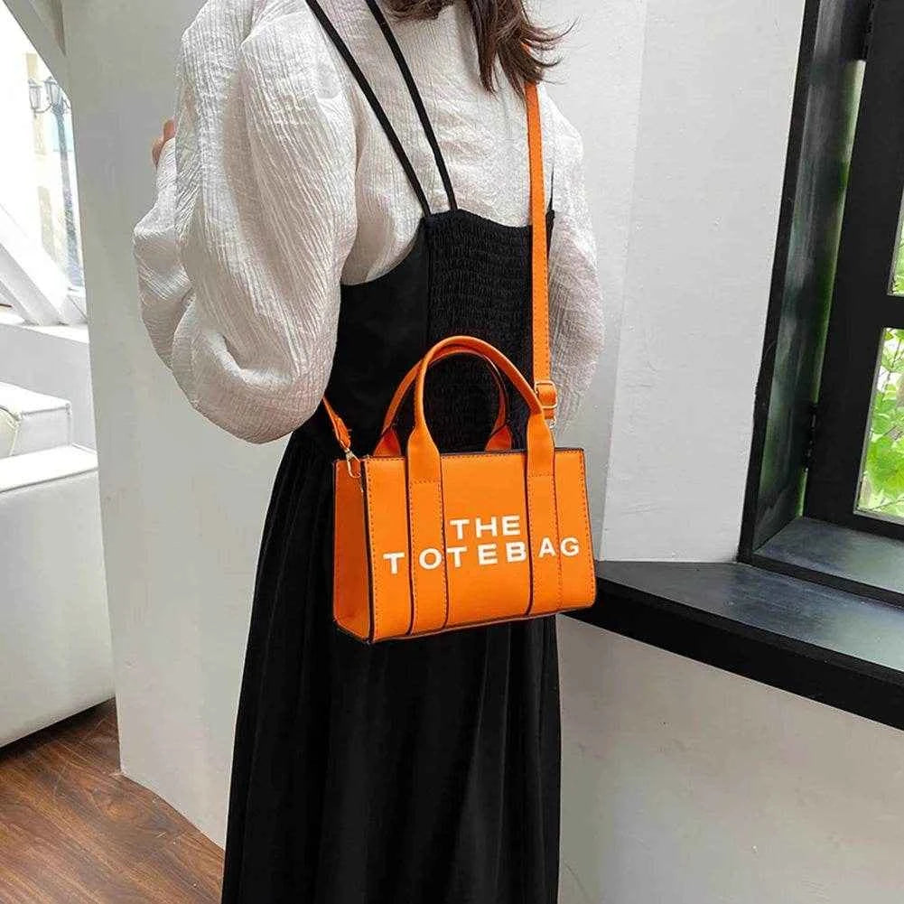 Women Messenger Bags Letters Printed Fashion Top-Handle Bags PU Leather Portable Casual Simple Adjustable Straps Female Tote Bag
