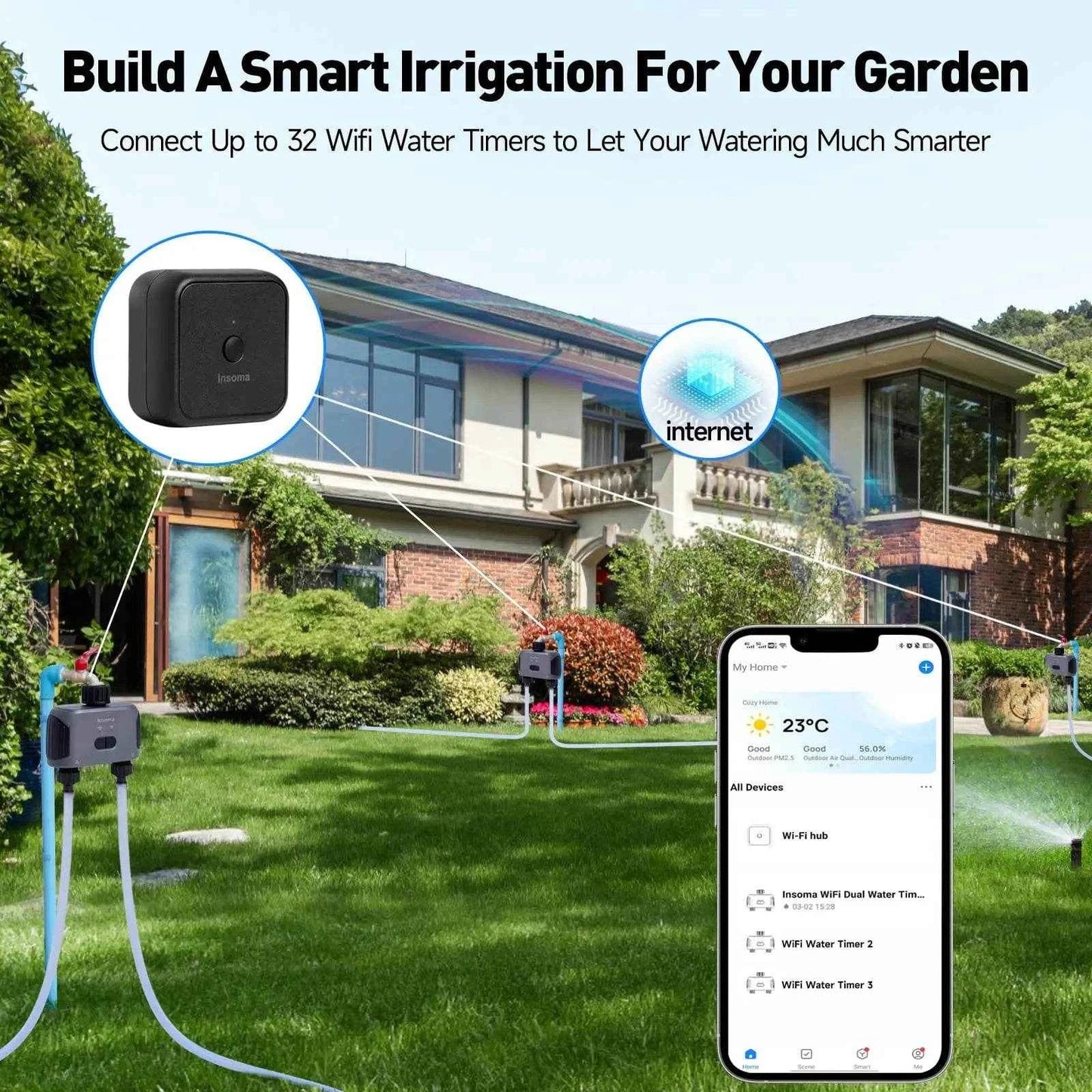 Insoma Wifi Water Timer for Garden with Smart Control