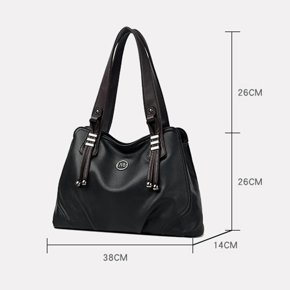 High Quality Soft Leather Handbags for Women Vintage Shoulder Tote Bag Luxury Designer Ladies Large Capacity Top-Handle Bags Sac