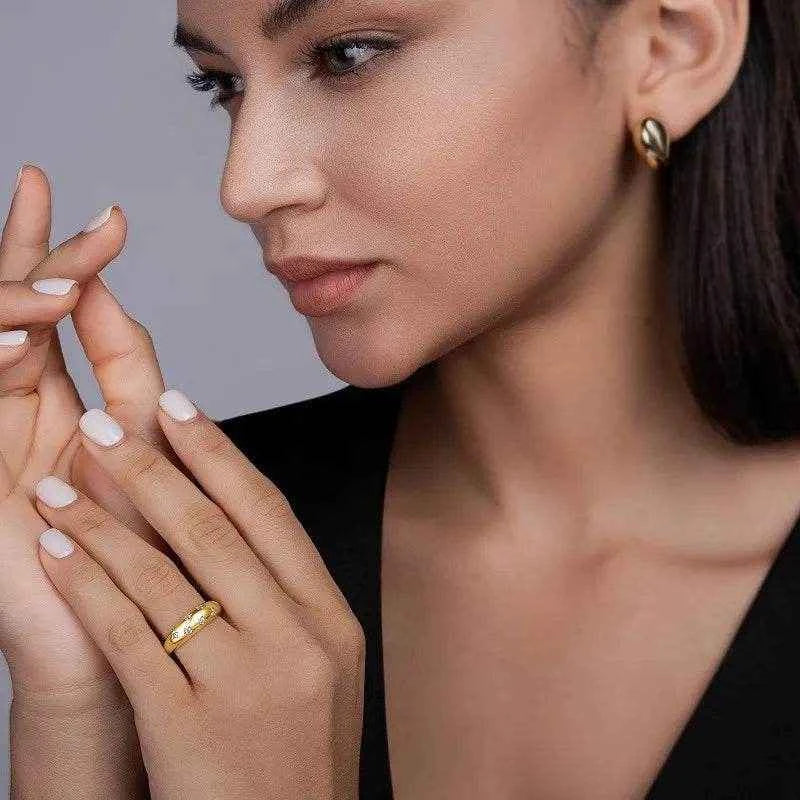 S925 Silver Gold Plated Ring Moissanite Ladies Wedding Engagement Fine Jewelry
