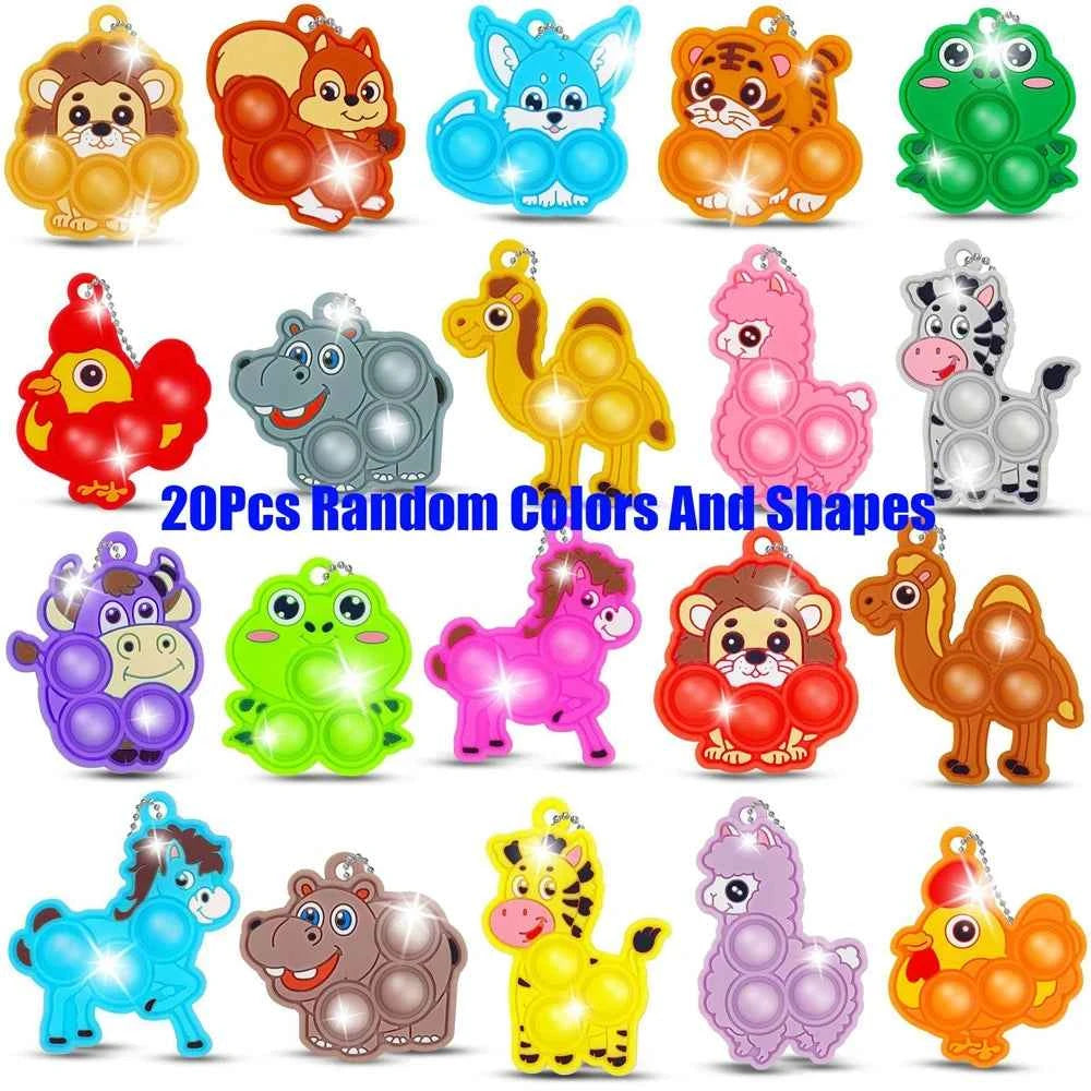 20Pcs Mini Colorful Animal Camel Frog Sheep Pop Fidget Toys Push Bubble Sensory Stress Relief Toy Party Favors
