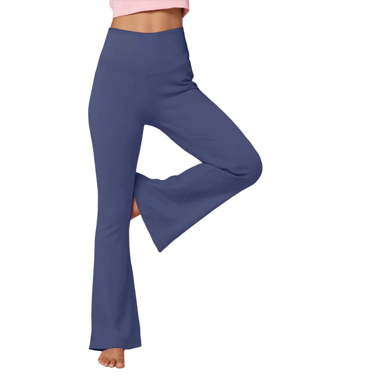 Flare Leggings For Women Low Rise Fold Over Flared Yoga Pants Slim Bootcut Leggings Ladies Comfy Workout Pants Pink Causal - Qoraheyhub