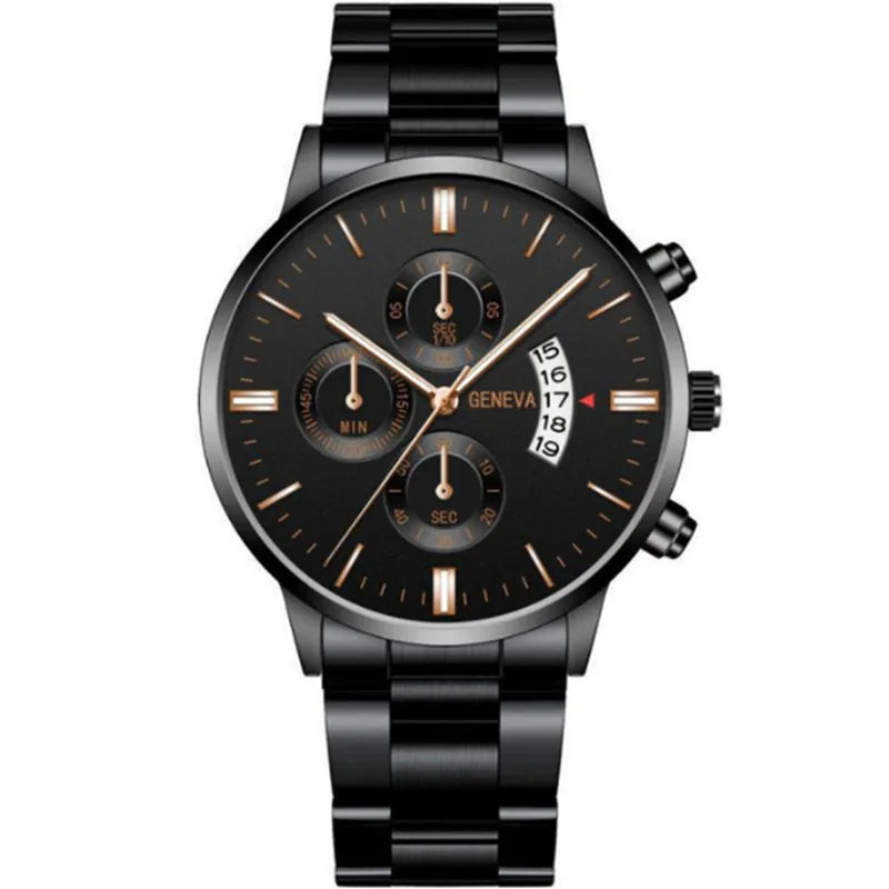 Fashion Men Stainless Steel Watch Luxury Calendar Quartz Wrist Watch Mens Business Watches for Man Clock Montre Homme - Qoraheyhub