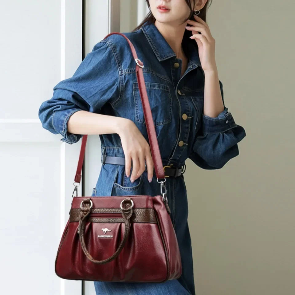 Three Layers Luxury Casual Tote Women Bag High Quality Pu Leather Ladies Hand Bags for Women Big Shoulder Crossbody Bags Sac New