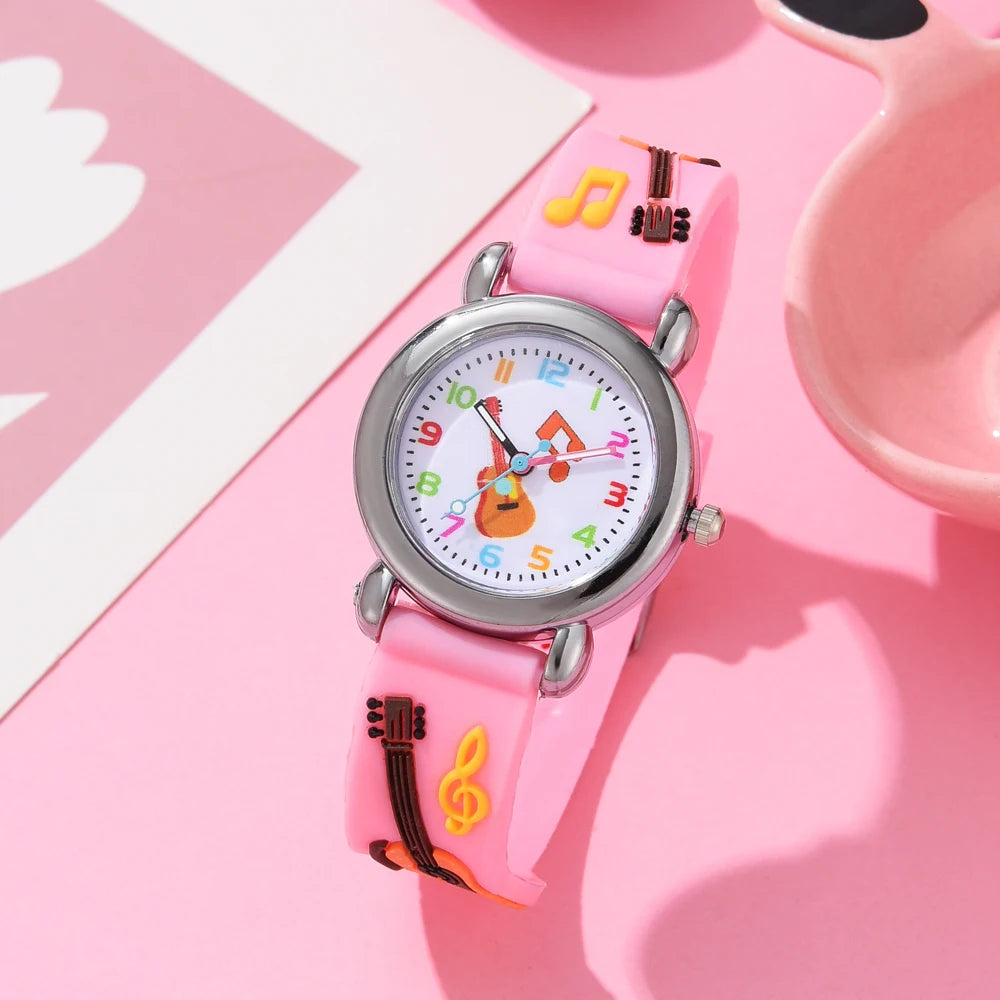 Kids Fashion Watches Cartoon Watches Pink Silicone Quartz Wristwatch Birthday Gift Girl Boy Children Study Time Girl Watch Clock - Qoraheyhub