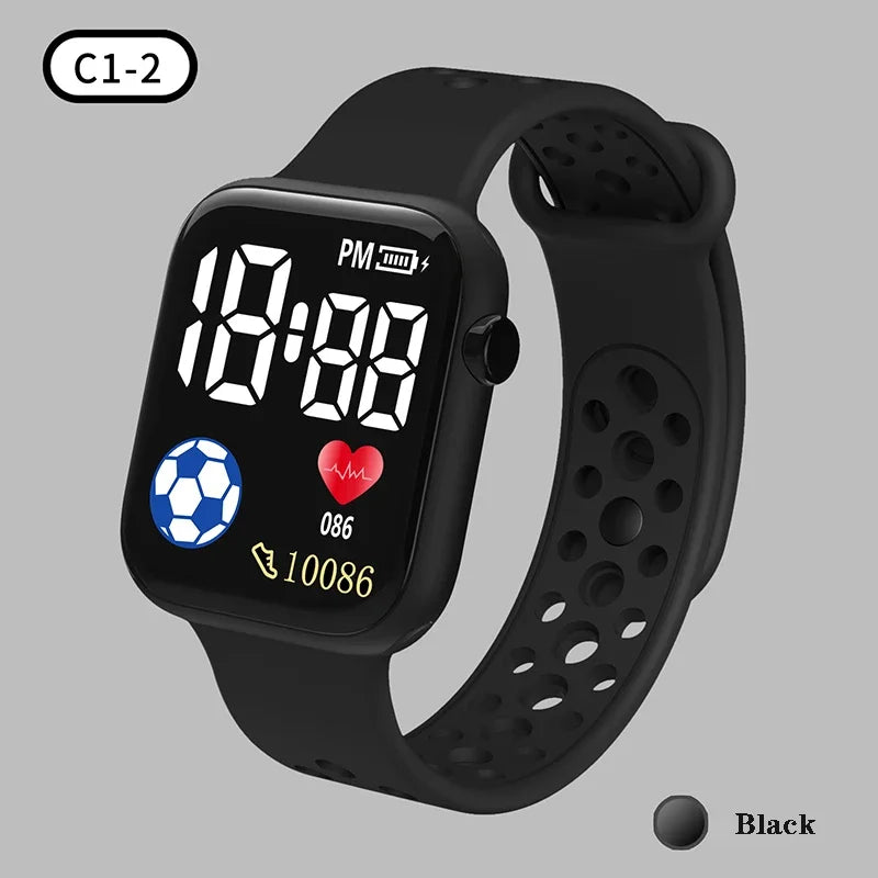 2024 LED Digital Watch For Kids Boys Girls Football Sports Watches Silicone Digital Watch Casual Childrens Electronic Wristwatch - Qoraheyhub
