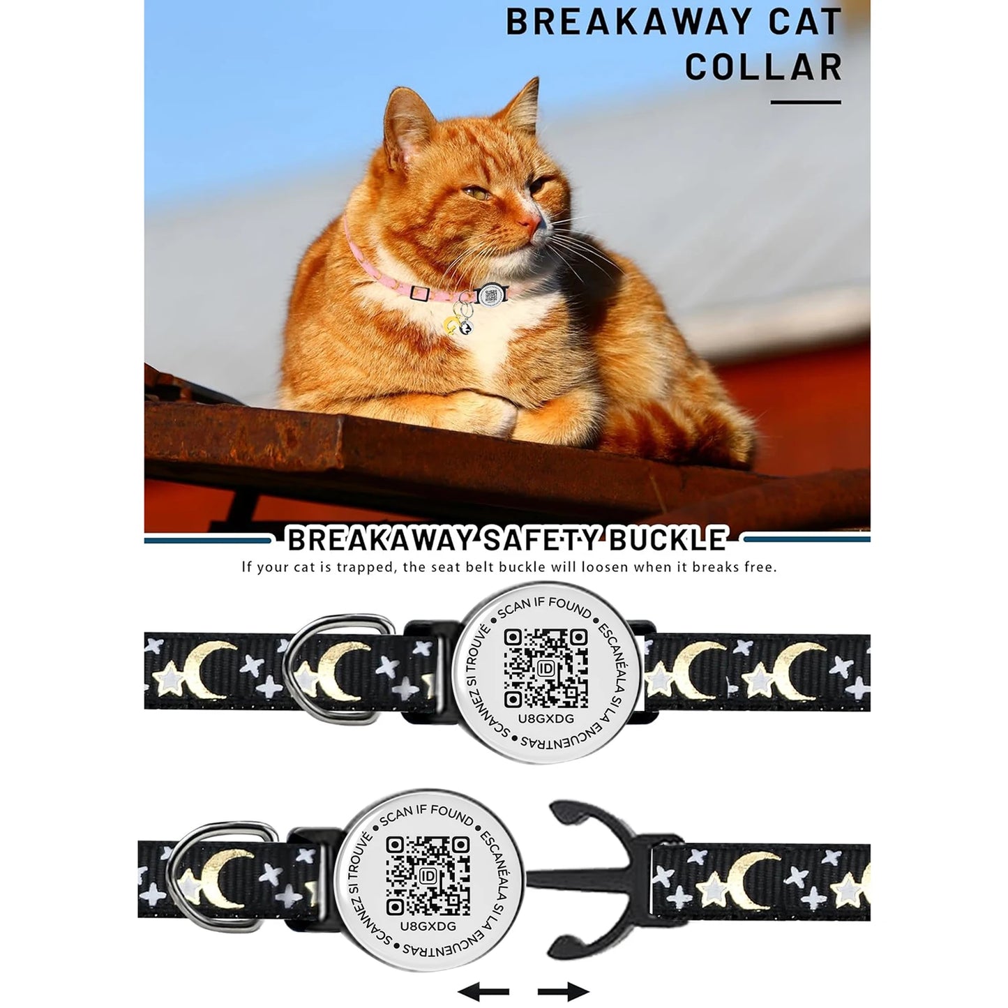 Luminous Airtag cat Collar with Smart Pet ID Tag for Apple Tag, AirTag Holder & Bell for Breakaway Kitten Collar Puppy Cats
