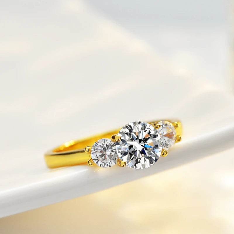 Three Jewels 1 Carat Moissanite Ring Diamond S925 Silver Tone Women's Simple Wedding Jewelry Engagement Gifts Jewelrieshub Yellow Gold / 8 Yellow Gold / 7.5 Yellow Gold / 9 Yellow Gold / 8-Yellow Gold / 7.5-Yellow Gold / 9-Yellow Gold / 8.5-Yellow Gold / 5-Yellow Gold / 4.5-Yellow Gold / 6-Yellow Gold / 5.5-Yellow Gold / 7-Yellow Gold / 6.5-