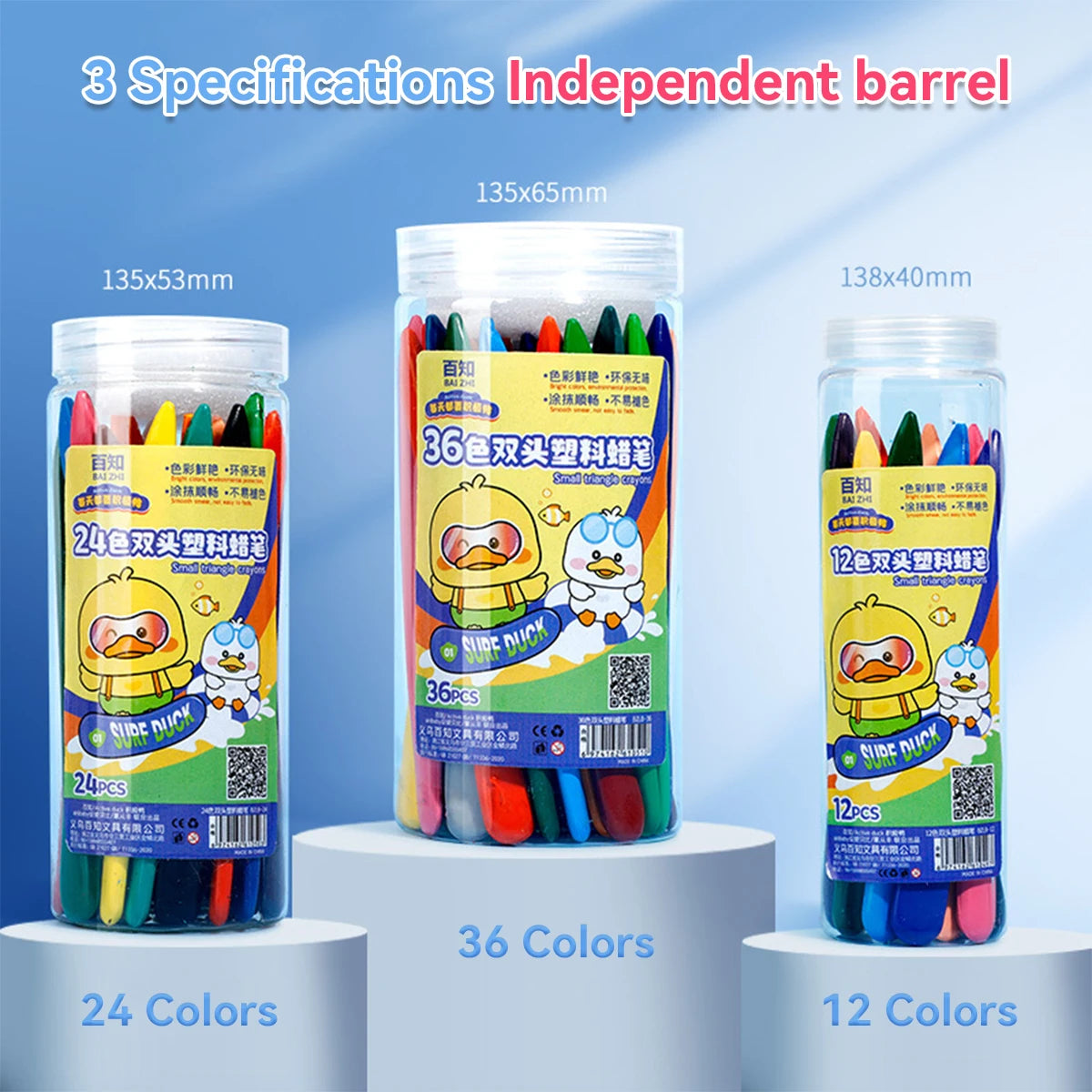 12-36 Color Kawaii Double-headed Triangle Crayon Children's Oil Painting Sticks Safe and Harmless Early Art Educational Supplies - Qoraheyhub