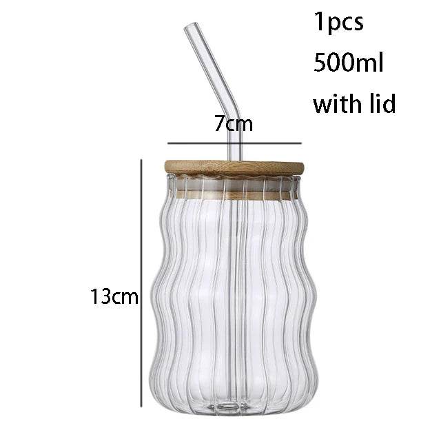 1/2pcs 500ml Glass Tumblers Cups With Straw Mason Jar Clear Juice Coffee Milk Cup With Bamboo Lids Drinkware Stripe Beer Mug Qoraheyhub 500ml stripe 1pcs / CHINA 500ml smooth 2pcs / CHINA 500ml smooth 1pcs / CHINA 500ml stripe 1pcs / CHINA-500ml smooth 2pcs / CHINA-500ml smooth 1pcs / CHINA-500ml stripe 2pcs / CHINA-