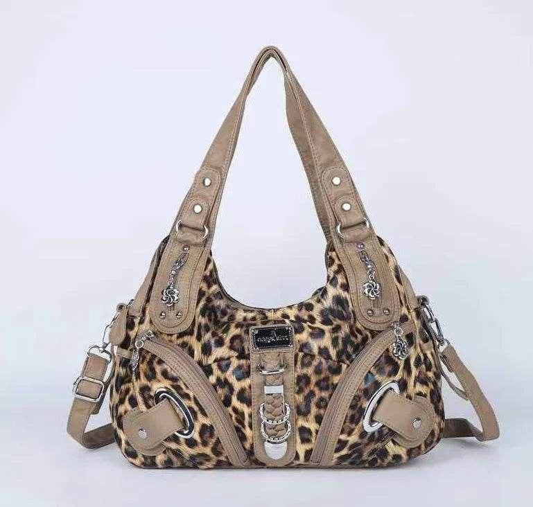 Angelkiss Women Handbags Leopard Bag Top-handle Handbag Fashion Satchel Dumpling Pack Shoulder Bag Tote Bag Hobos Large Purse
