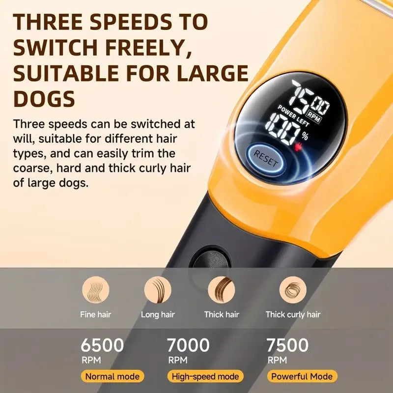 Pet Clipper Professional Dog Hair Trimmer Cat Grooming Shaver 7500/min LED suitable for large, medium, and small pets Trimmers - Qoraheyhub