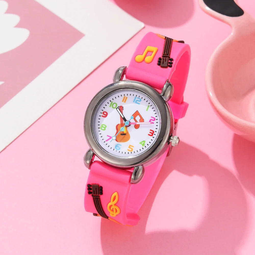 Kids Fashion Watches Cartoon Watches Pink Silicone Quartz Wristwatch Birthday Gift Girl Boy Children Study Time Girl Watch Clock - Qoraheyhub