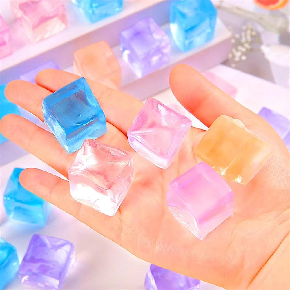 1/3/5/10 PCS Fidget Toy Mini Squishy Toys Ice Block Stress Ball Toy Kawaii Transparent Cube Square Stress Relief Squeeze Toy - Qoraheyhub