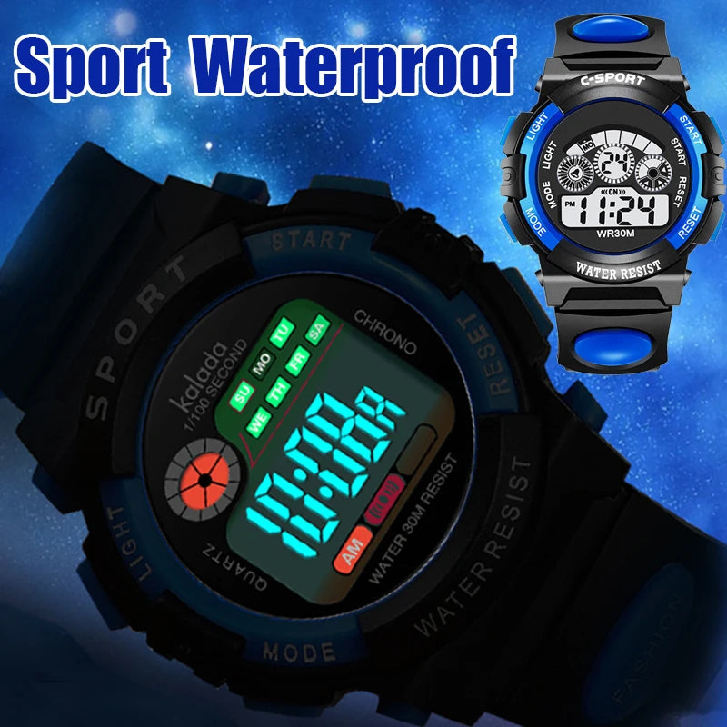 Children Watch Sport Kids Watches Silicone Strap Waterproof LED Digital Watch For Kid Children Student Girl Boy Wristwatch Clock - Qoraheyhub
