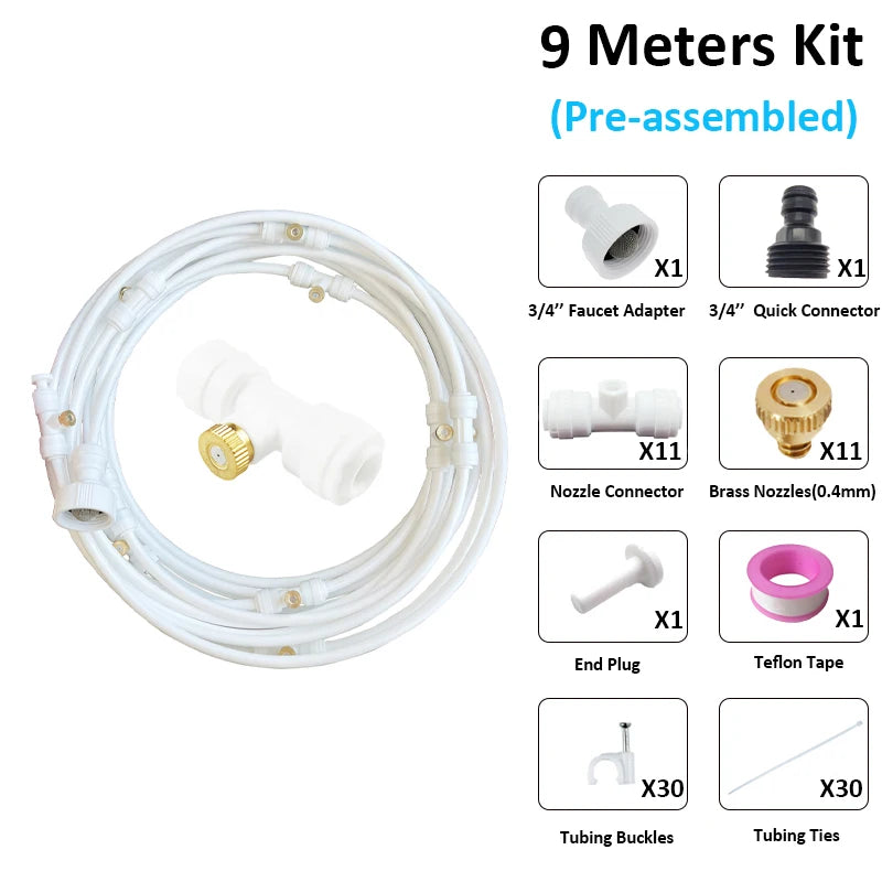 6/9/12/15/18m Outdoor Cooling Patio Misting System Fan Cooler Water Mist Gardenhouse Spray Hot fog misting system