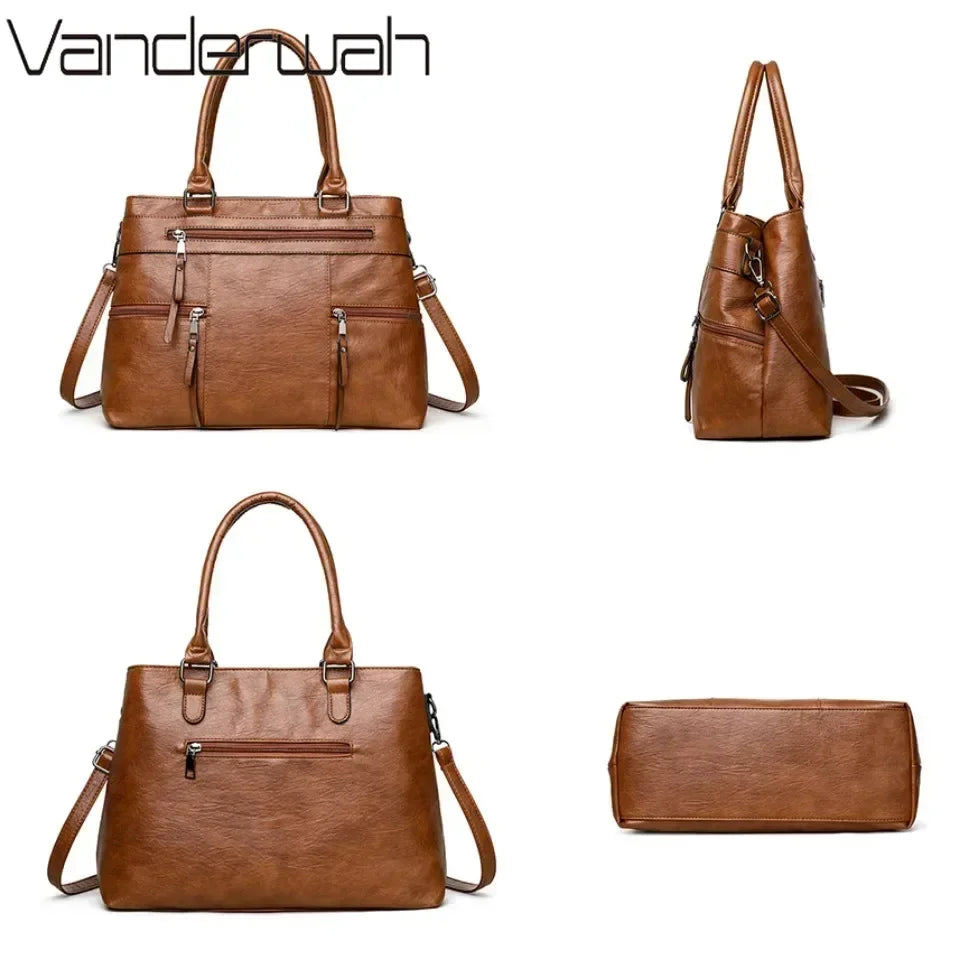 Elegant Handbag for Women High Quality Leather Top-Handle Bags Purse Ladies Shoulder Crossbody Bag Large Casual Tote 2025 Hot