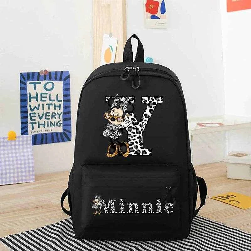 Minnie Mouse Disney Girls Boys Cartoon Backpack Anime Knapsack Breathable Student Schoolbag Wear Resistant Canvas Bag Kids Gifts