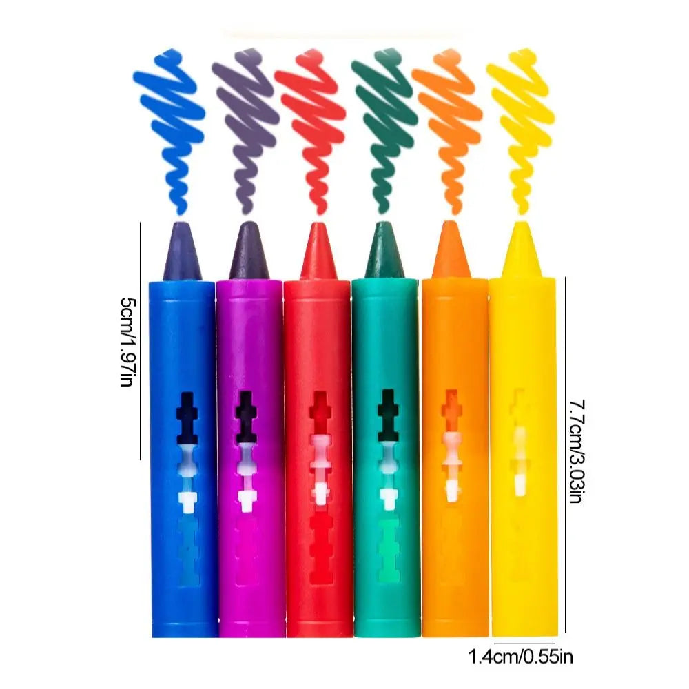 6Pcs Creative Erasable Bathroom Crayon Washable Multicolor Graffiti Toy Educational Toy Cognitive Floating Toy - Qoraheyhub