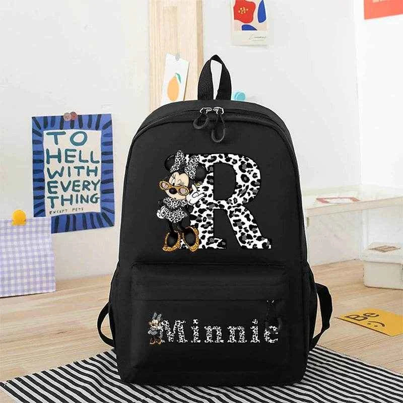 Minnie Mouse Disney Girls Boys Cartoon Backpack Anime Knapsack Breathable Student Schoolbag Wear Resistant Canvas Bag Kids Gifts