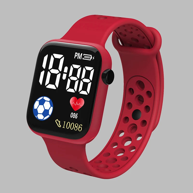 Football Kids Watches Sports LED Digital Watch for Boys and Girls Silicone strap Student Children Electronic Wristwatch Clock - Qoraheyhub
