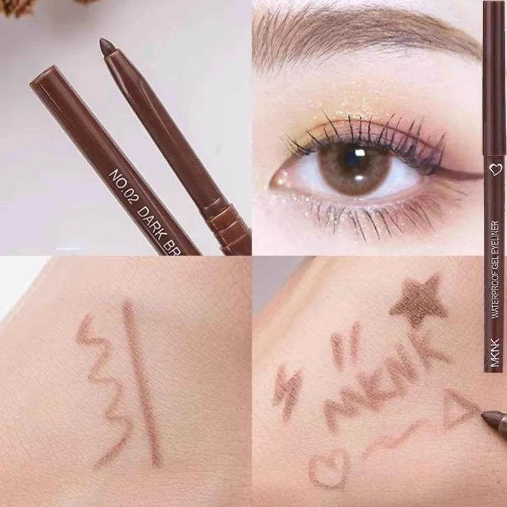 1/6Pcs 2 In 1 Eyeliner Lip Liner Gel Pencil Waterproof Long-lasting White Black Brown Easy Wear Eyeliner Makeup Eye Cosmetic