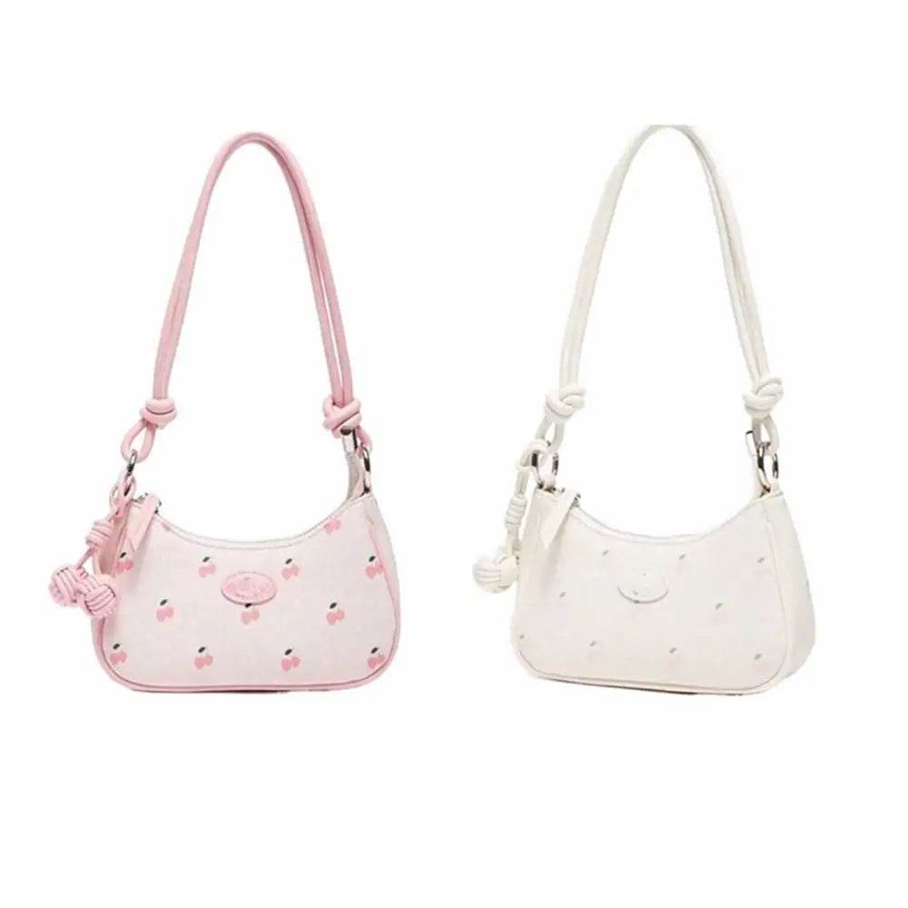 Strawberry Design Shoulder Bags 2025 New Spacious Practical Underarm Bags Versatile PU Handbags Spring Women Girl Wallets Qoraheyhub White Pink White-Pink-
