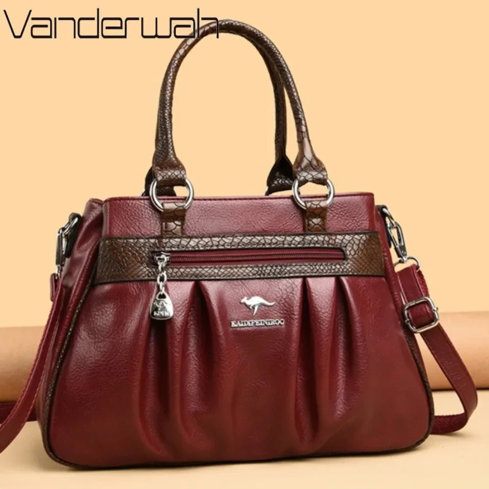 Three Layers Luxury Casual Tote Women Bag High Quality Pu Leather Ladies Hand Bags for Women Big Shoulder Crossbody Bags Sac New