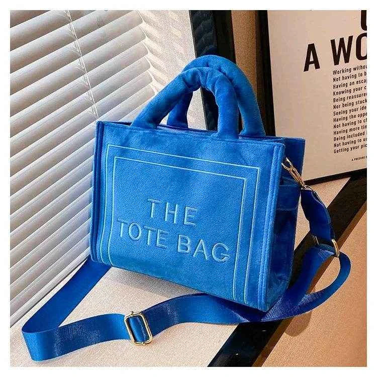 2025 Women's Khaki Velour Tote Bag Original Letter Print Medium Ladies Brand Shopper Handbag Female Square Medium Shoulder Bags
